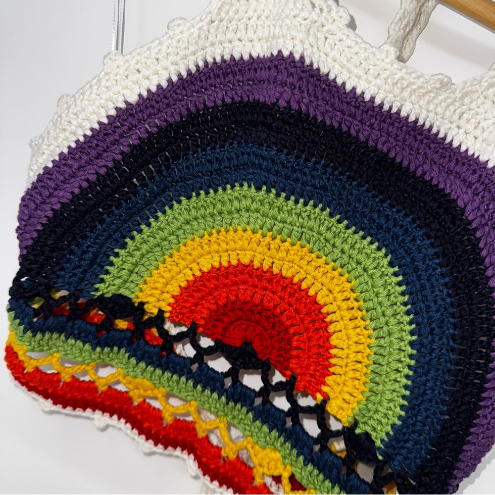 Stolen Hearts Crochet Rainbow Halter Bare Back Crop Top size s/m - Picture 4 of 9